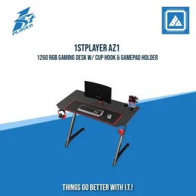 1STPLAYER AZ1-1260 RGB GAMING DESK W/ CUP HOOK & GAMEPAD HOLDER