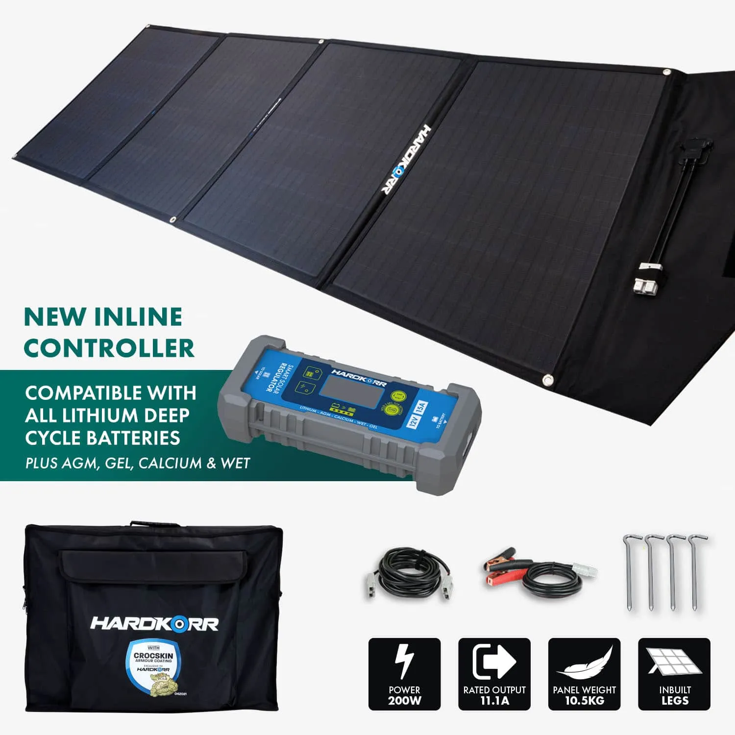 200w Heavy Duty Portable Solar Mat with 15A Smart Regulator - Hardkorr  Australia