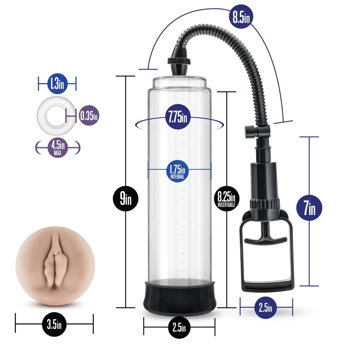 9 Inch Long Erection Enhancement Penis Pump For Large Penis Sizes