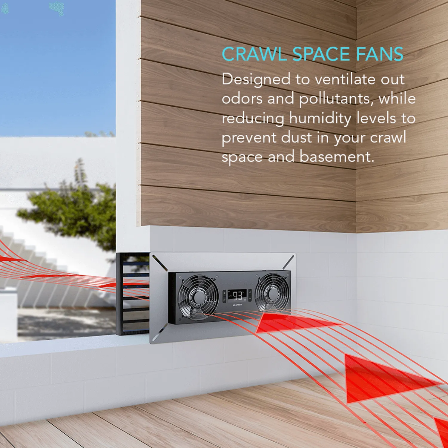 AC Infinity AIRTITAN T8, Crawlspace and Basement Ventilator Fan, Temperature and Humidity Controller, IP-44 Rated, Exhaust