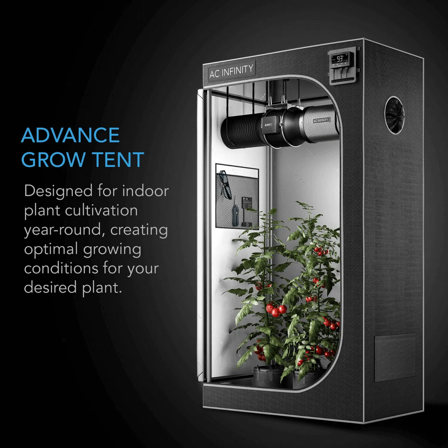 AC Infinity CLOUDLAB 844, Advance Grow Tent 4x4, 2000D Diamond Mylar Canvas, 48" x 48" x 80"