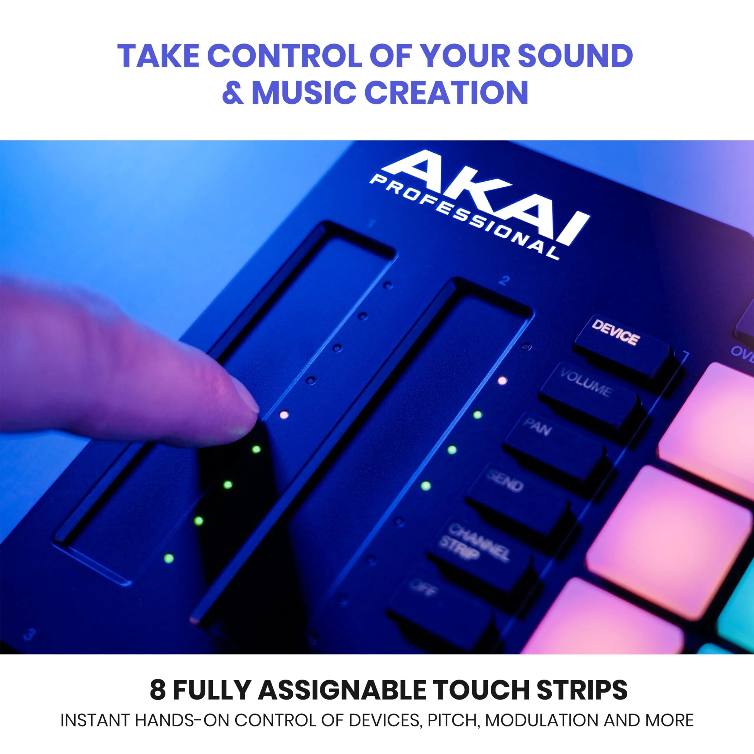 AKAI Professional APC64 MIDI Controller for Ableton with 8 Responsive Touch Strips