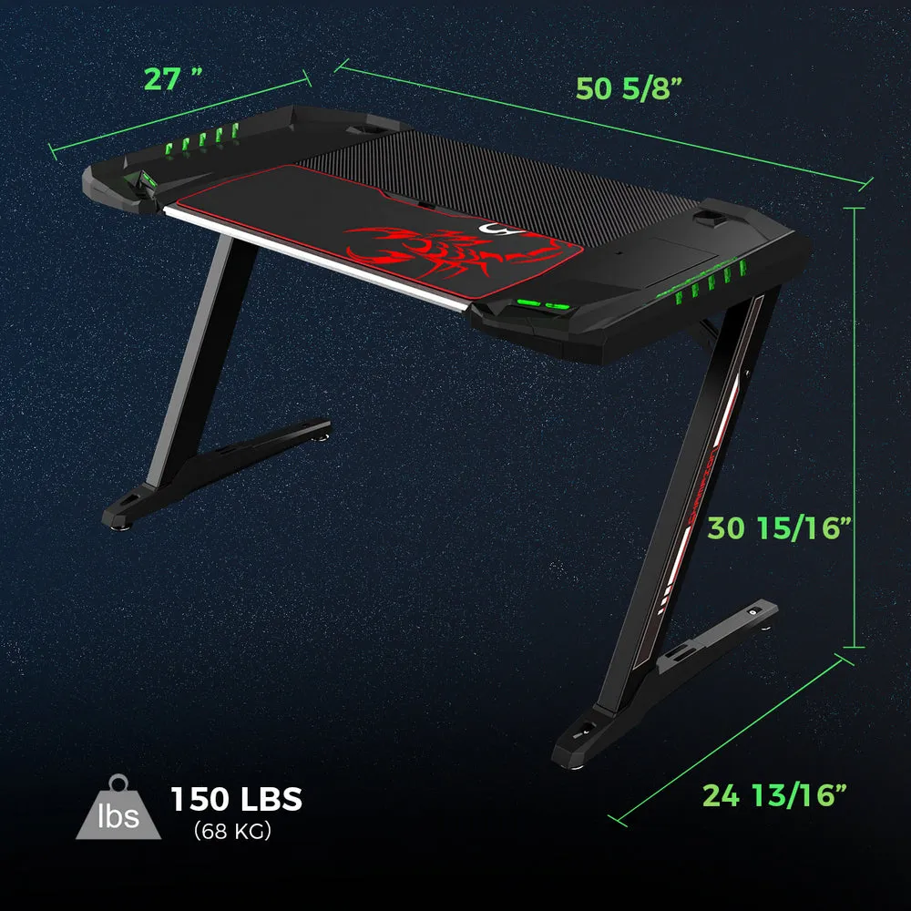 Ardsley Black Carbon Fiber/Steel Gaming Desk