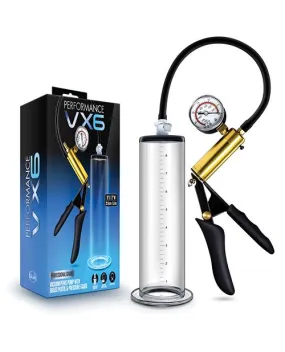 Blush Performance Vx6 Vacuum Penis Pump with Brass Pistol Grip & Pressure Gauge - Clear