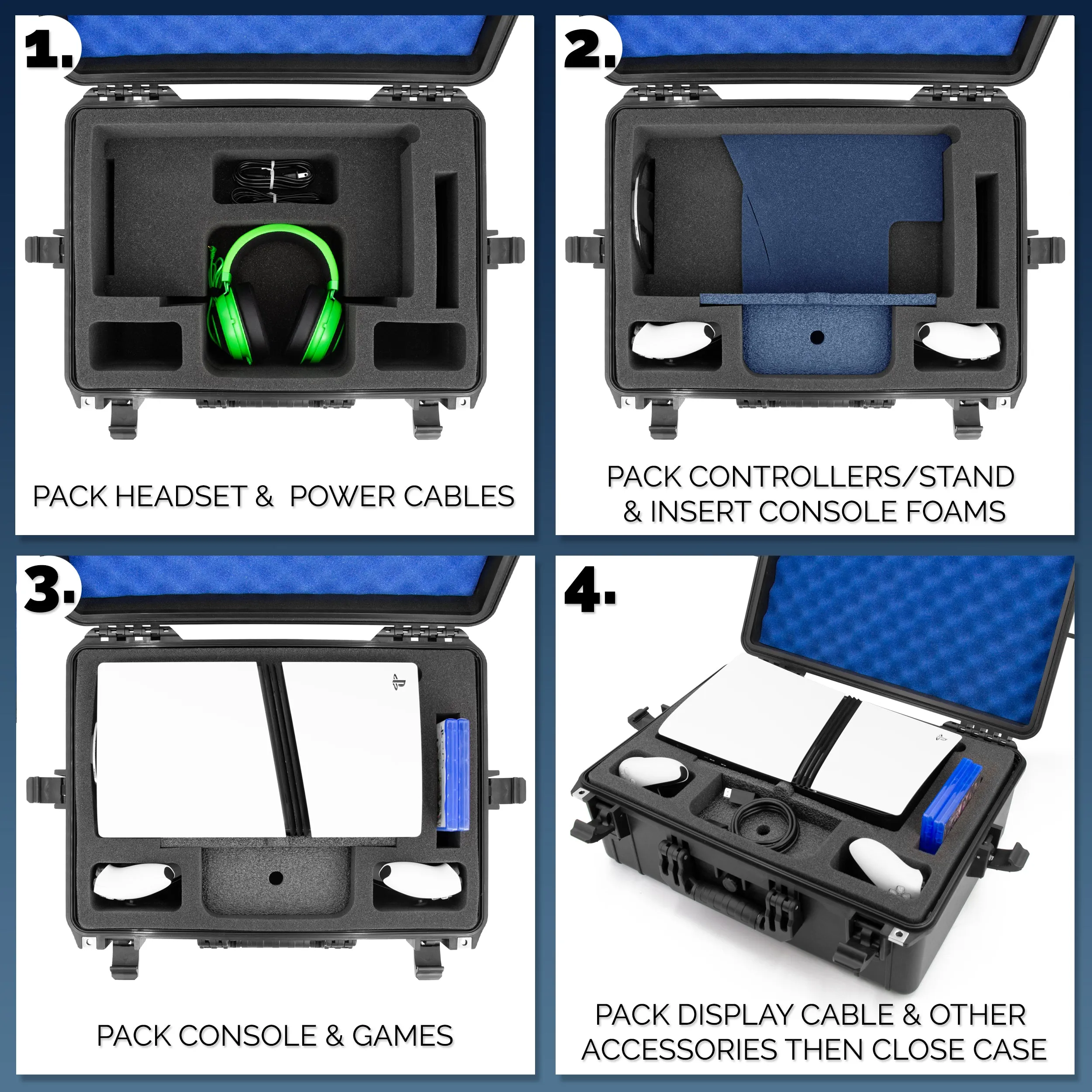 CASEMATIX Travel Case Compatible With PlayStation 5 Pro & PS5 Pro Disc Drive - Waterproof Case with Custom Foam for Console and PS5 Pro Accessories