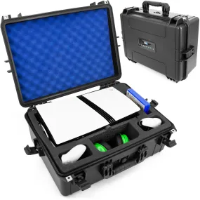 CASEMATIX Travel Case Compatible With PlayStation 5 Pro & PS5 Pro Disc Drive - Waterproof Case with Custom Foam for Console and PS5 Pro Accessories