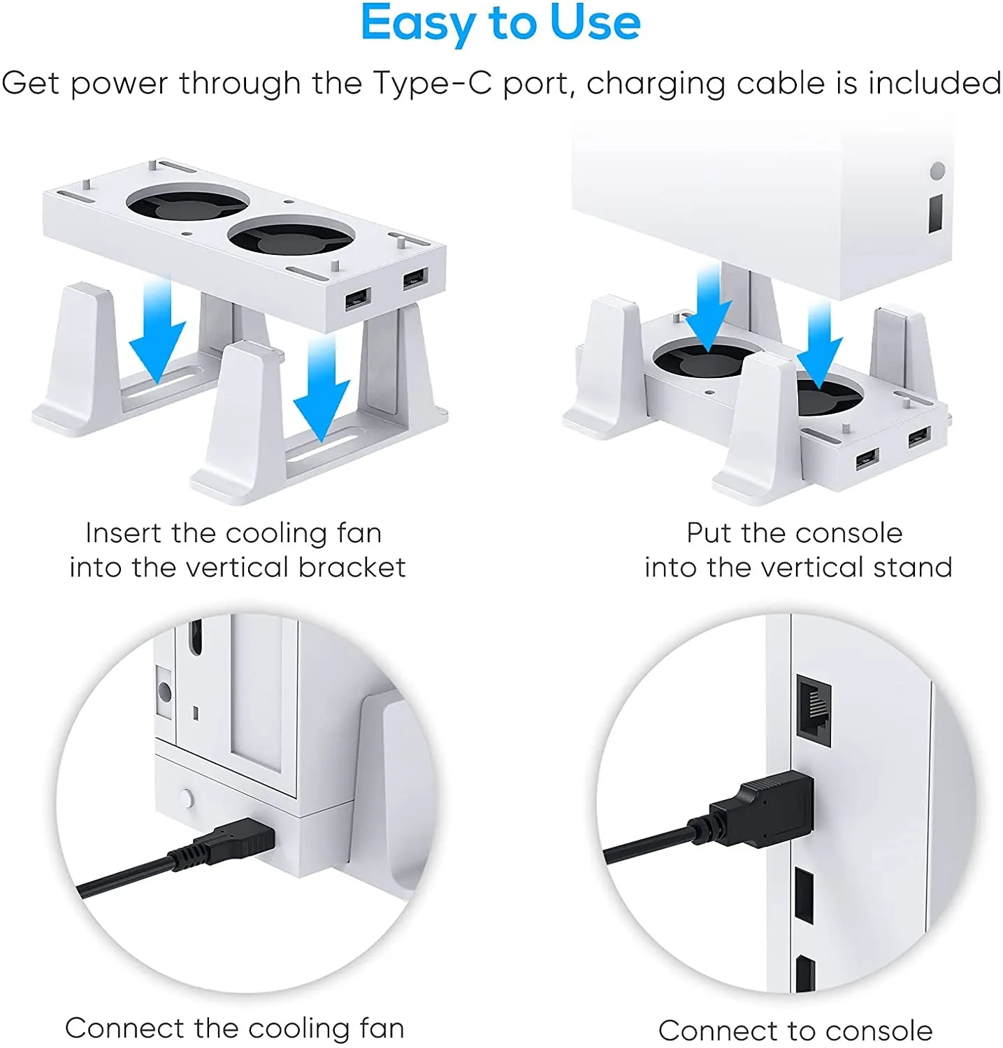 Cooling Stand Compatible with Xbox Series S, YUANHOT Dual Purpose Cooling Fan Cooler System Dock Station Accessories, 3 Level Adjustable Speed & 2 Extra USB Ports (Only Compatible with Xbox Series S)