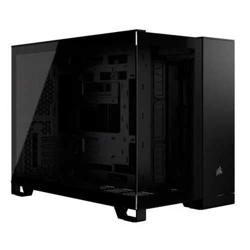 Corsair 2500X Airflow Dual Chamber Gaming Case w/ Glass Side & Front, Micro ATX, No Fans Inc., Mesh Panels, USB-C, Black