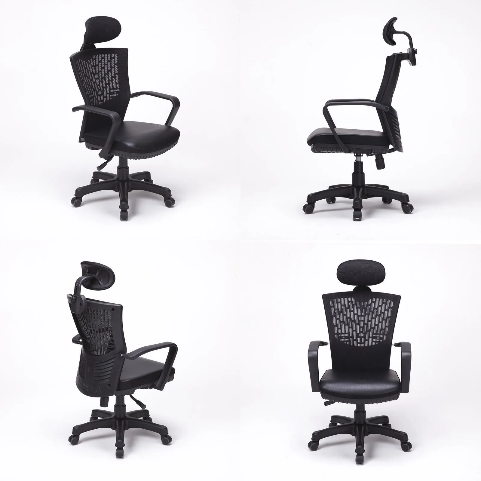 Ergonomic Mesh Back Office Chair with Headrest - Black