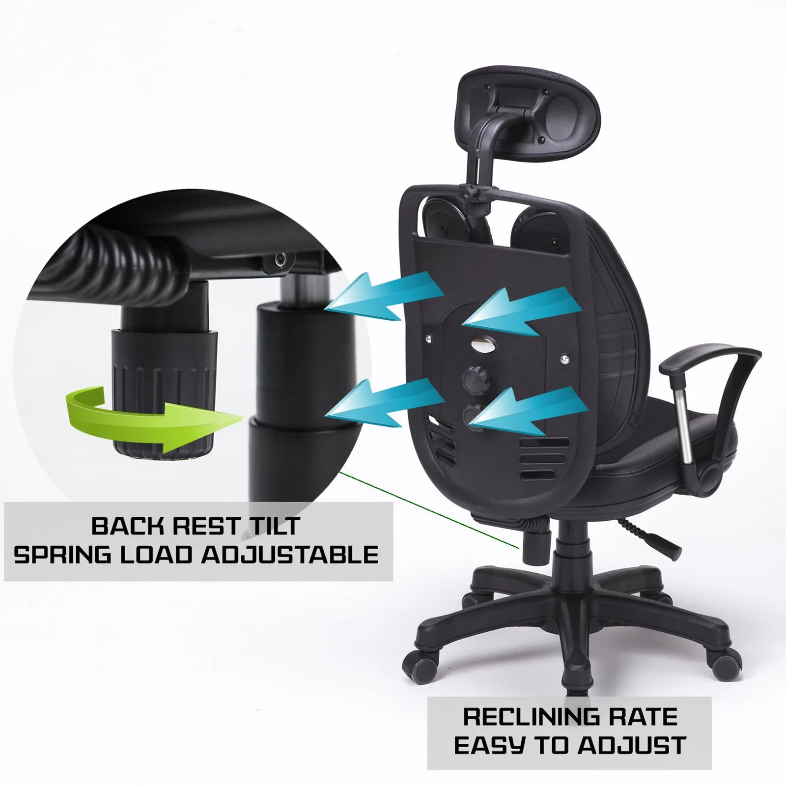 Ergonomic Mesh-Back Office Chair with Lumbar Support - Black