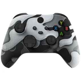 eXtremeRate Black White Camouflage Replacement Part Faceplate, Soft Touch Grip Housing Shell Case for Xbox Series S & Xbox Series X Controller Accessories - Controller NOT Included - FX3T136