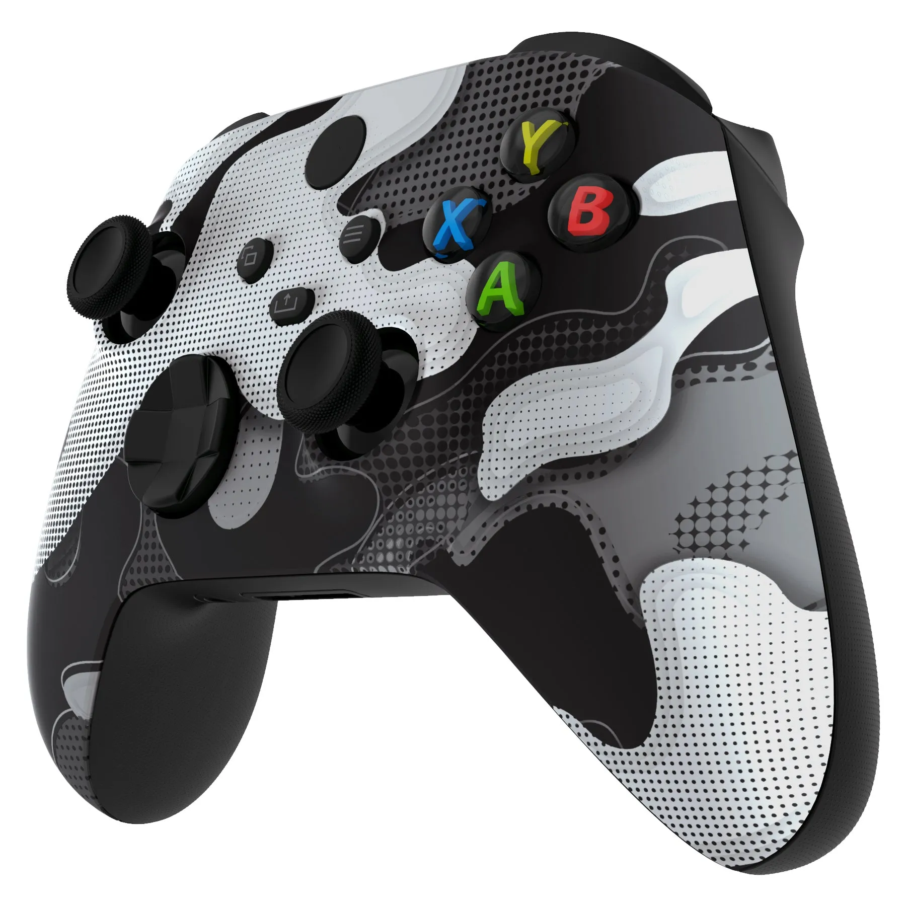 eXtremeRate Black White Camouflage Replacement Part Faceplate, Soft Touch Grip Housing Shell Case for Xbox Series S & Xbox Series X Controller Accessories - Controller NOT Included - FX3T136