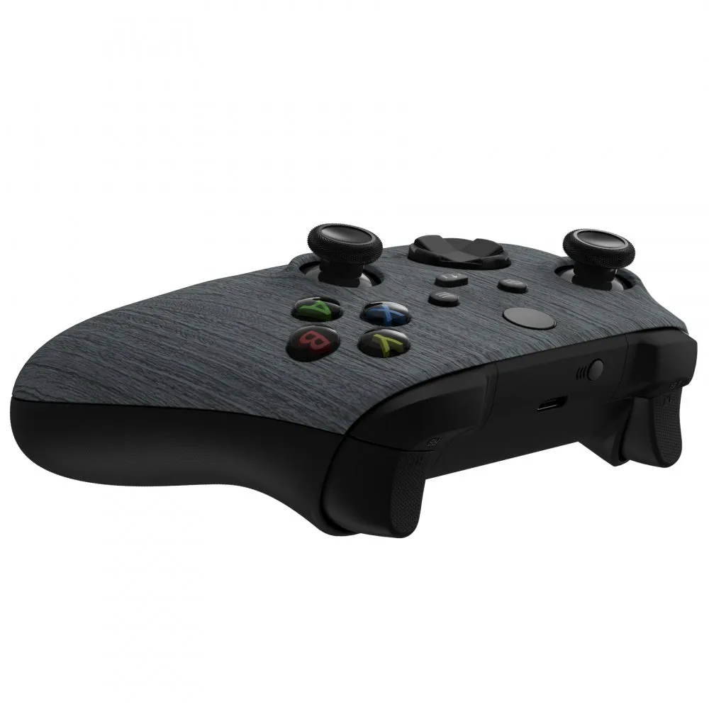 eXtremeRate Black Wood Grain Replacement Part Faceplate, Soft Touch Grip Housing Shell Case for Xbox Series S & Xbox Series X Controller Accessories - Controller NOT Included - FX3S216