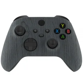 eXtremeRate Black Wood Grain Replacement Part Faceplate, Soft Touch Grip Housing Shell Case for Xbox Series S & Xbox Series X Controller Accessories - Controller NOT Included - FX3S216