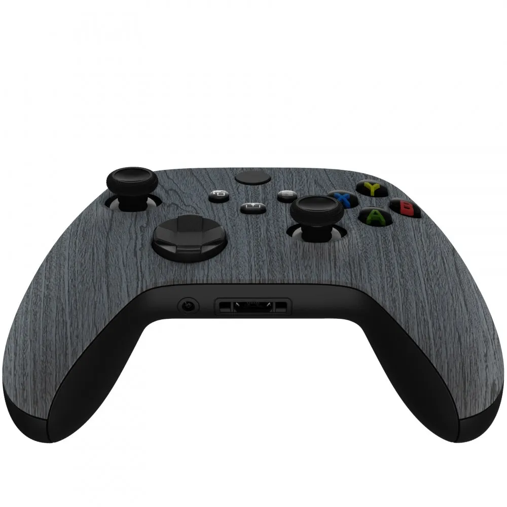 eXtremeRate Black Wood Grain Replacement Part Faceplate, Soft Touch Grip Housing Shell Case for Xbox Series S & Xbox Series X Controller Accessories - Controller NOT Included - FX3S216