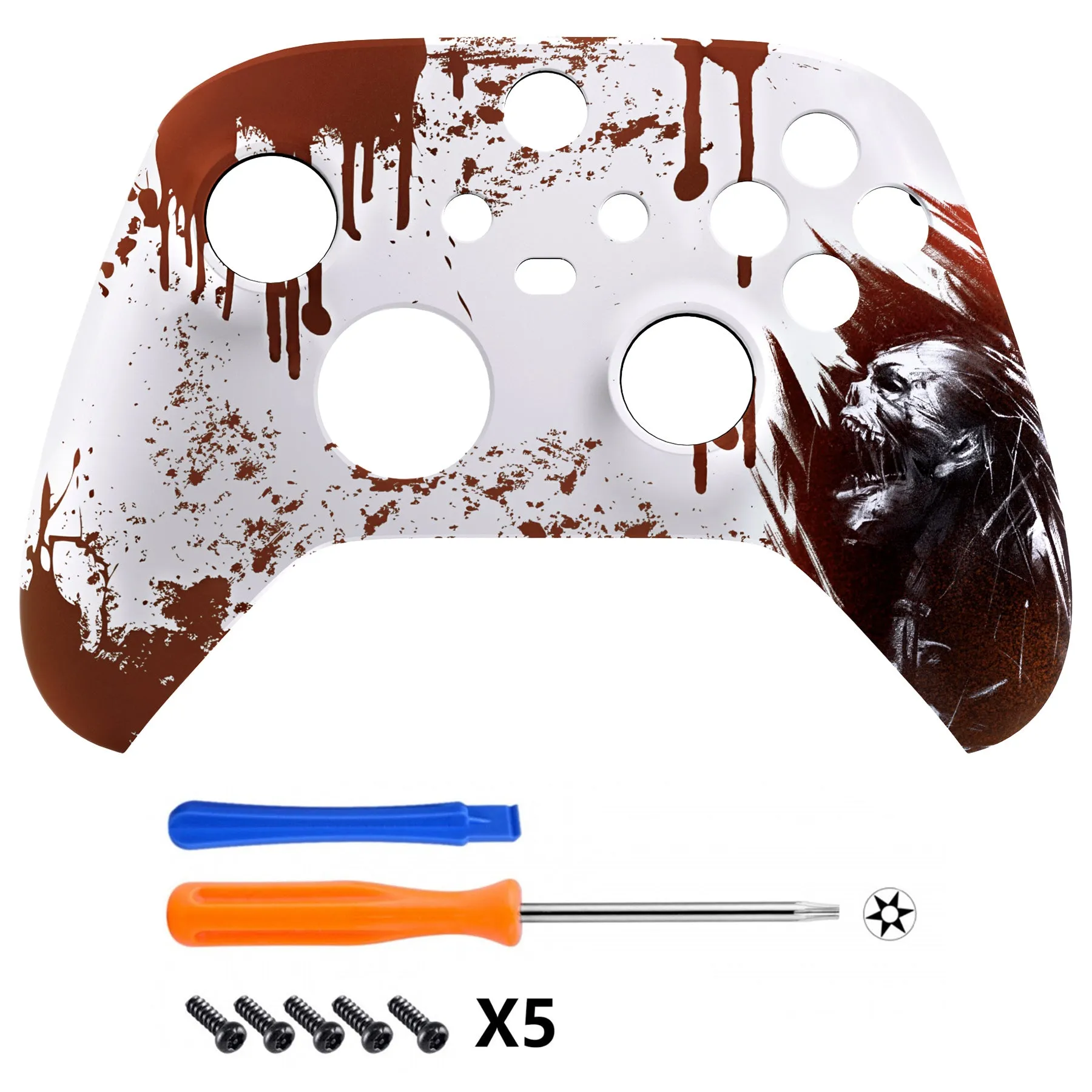 eXtremeRate Blood Zombie Replacement Part Faceplate, Soft Touch Grip Housing Shell Case for Xbox Series S & Xbox Series X Controller Accessories - Controller NOT Included - FX3T141