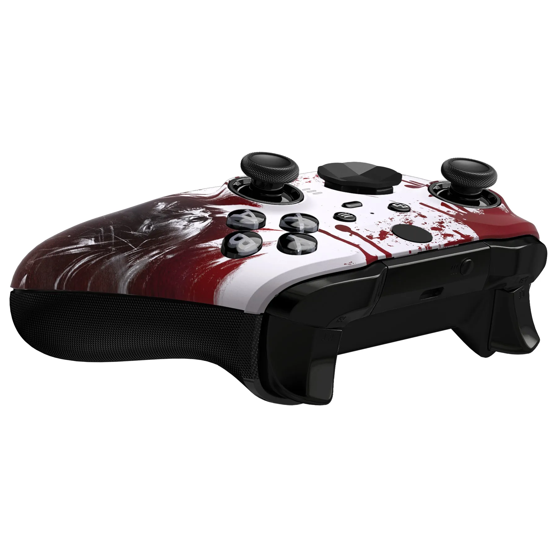 eXtremeRate Blood Zombie Style Faceplate Cover, Soft Touch Front Housing Shell Case Replacement Kit for Xbox One Elite Series 2 Controller Model 1797 and Core Model 1797 - Thumbstick Accent Rings Included - ELT139