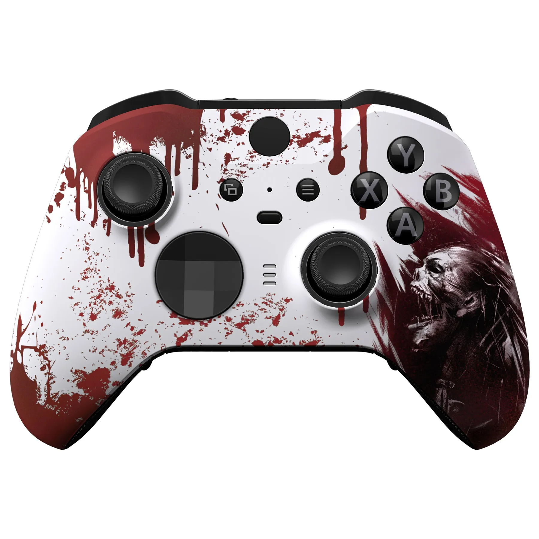 eXtremeRate Blood Zombie Style Faceplate Cover, Soft Touch Front Housing Shell Case Replacement Kit for Xbox One Elite Series 2 Controller Model 1797 and Core Model 1797 - Thumbstick Accent Rings Included - ELT139