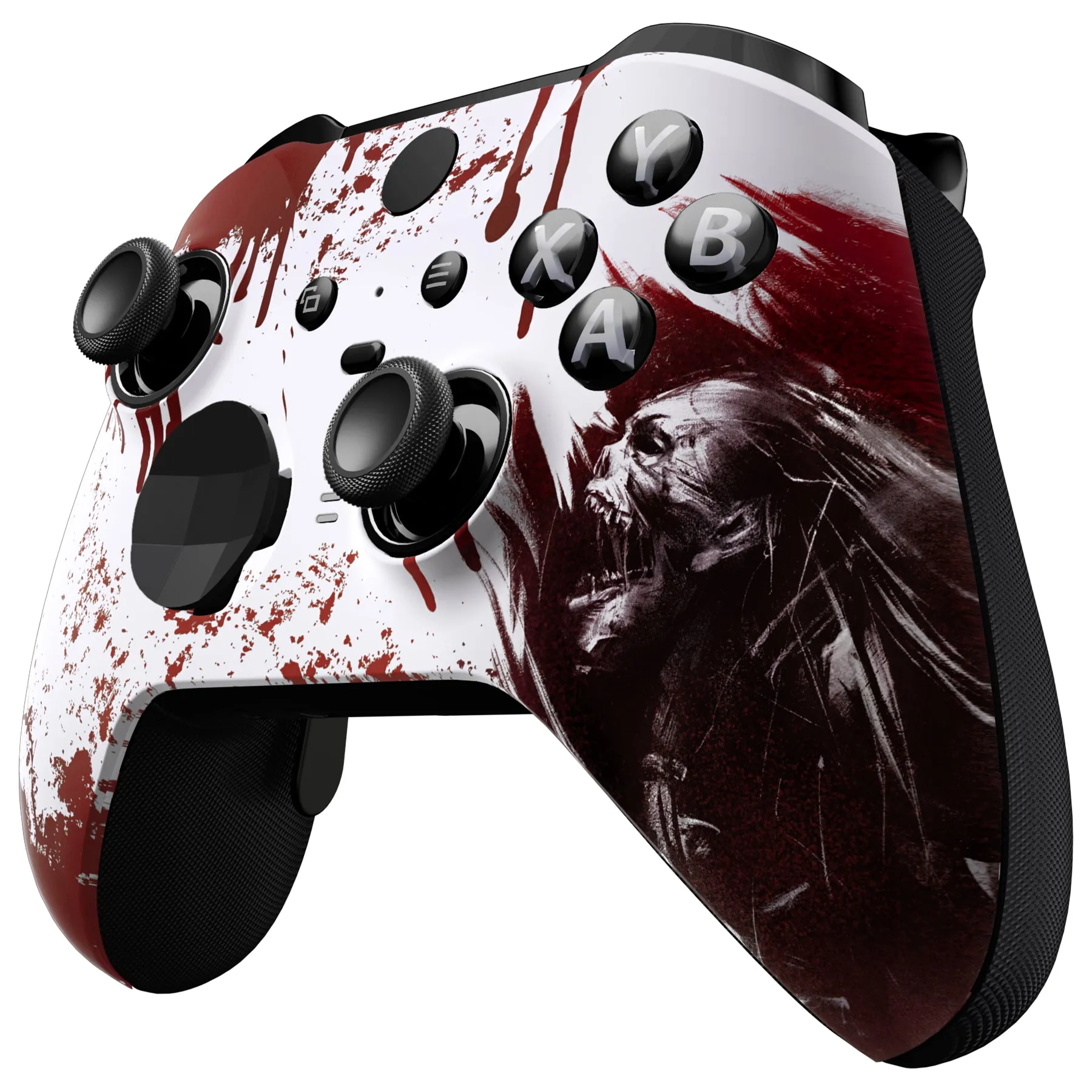 eXtremeRate Blood Zombie Style Faceplate Cover, Soft Touch Front Housing Shell Case Replacement Kit for Xbox One Elite Series 2 Controller Model 1797 and Core Model 1797 - Thumbstick Accent Rings Included - ELT139