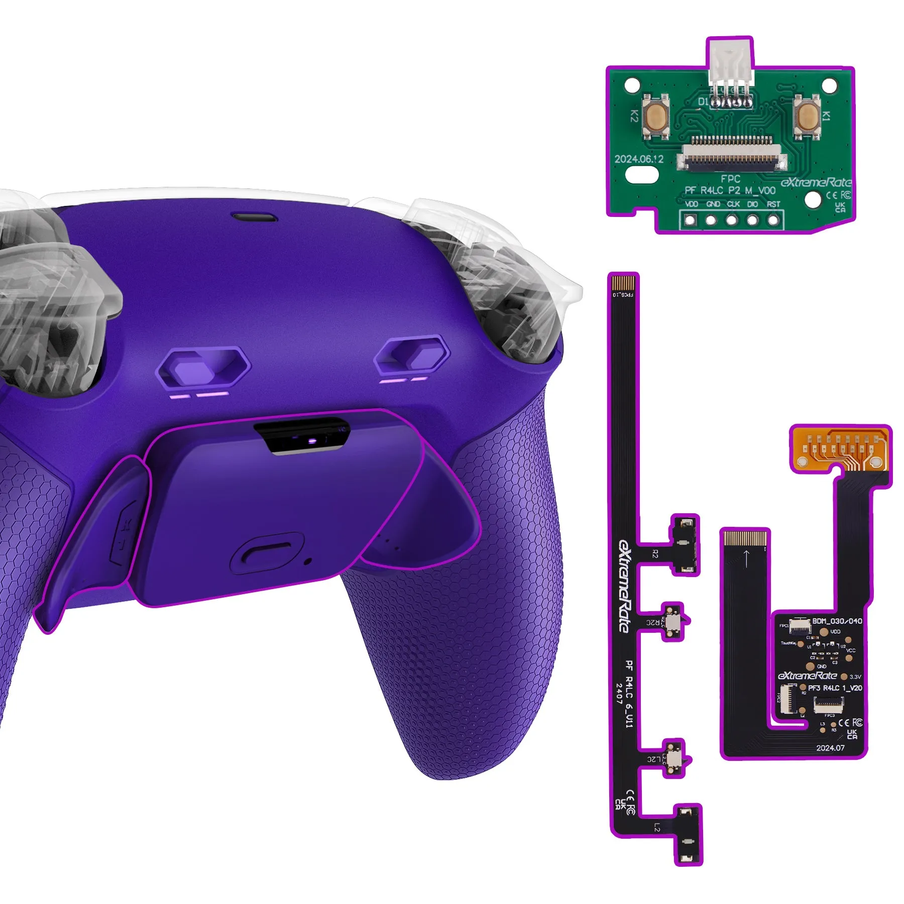 eXtremeRate RISE Plus MAX Back Paddles Kit with Clicky Trigger Stops & Rubberized Grip for PS5 Controller BDM-030/040/050 - Galactic Purple - GQTPFM005M2