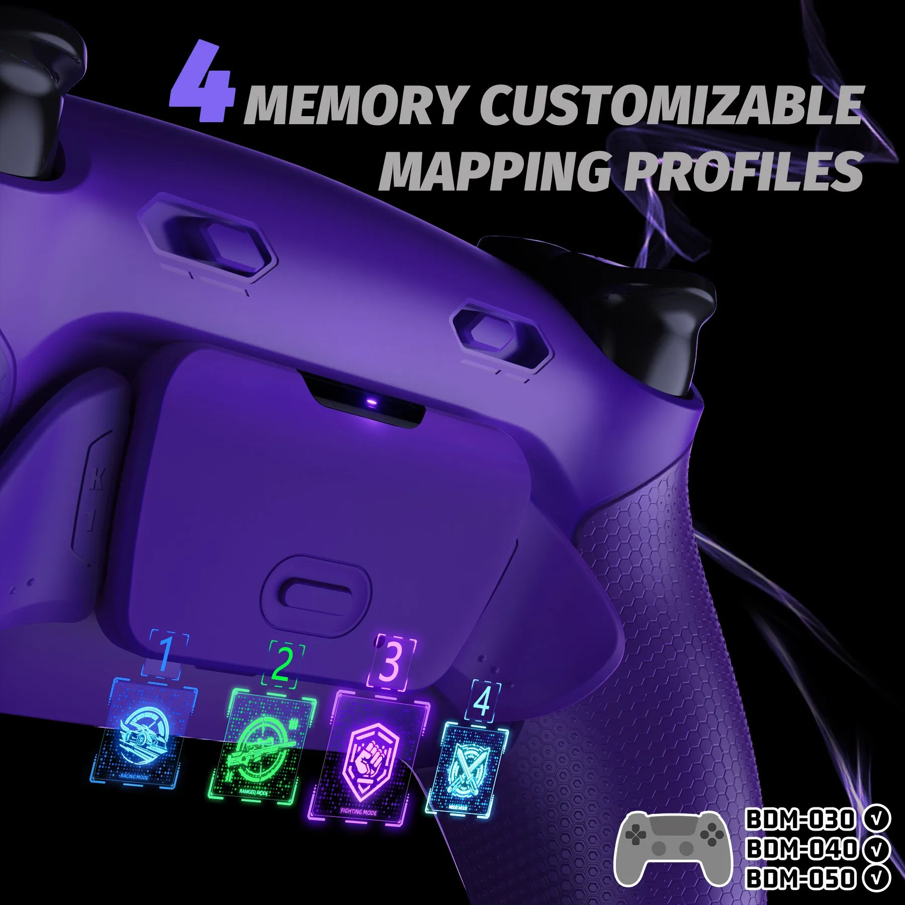 eXtremeRate RISE Plus MAX Back Paddles Kit with Clicky Trigger Stops & Rubberized Grip for PS5 Controller BDM-030/040/050 - Galactic Purple - GQTPFM005M2