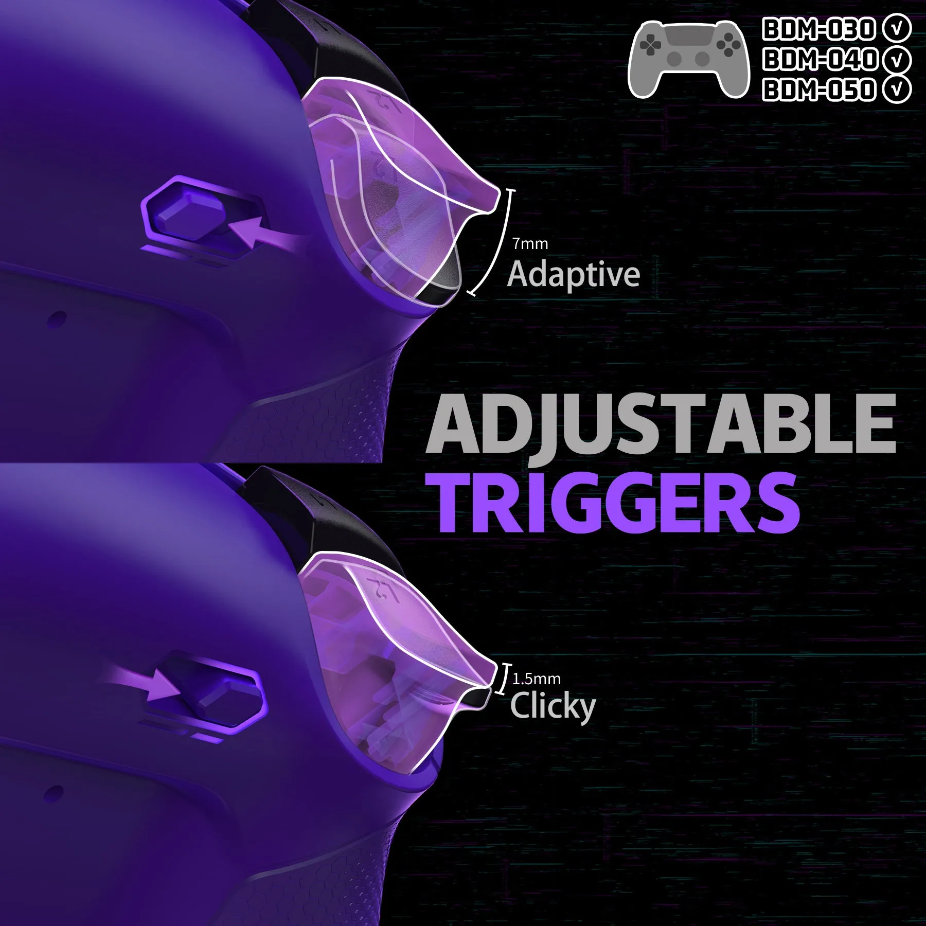 eXtremeRate RISE Plus MAX Back Paddles Kit with Clicky Trigger Stops & Rubberized Grip for PS5 Controller BDM-030/040/050 - Galactic Purple - GQTPFM005M2