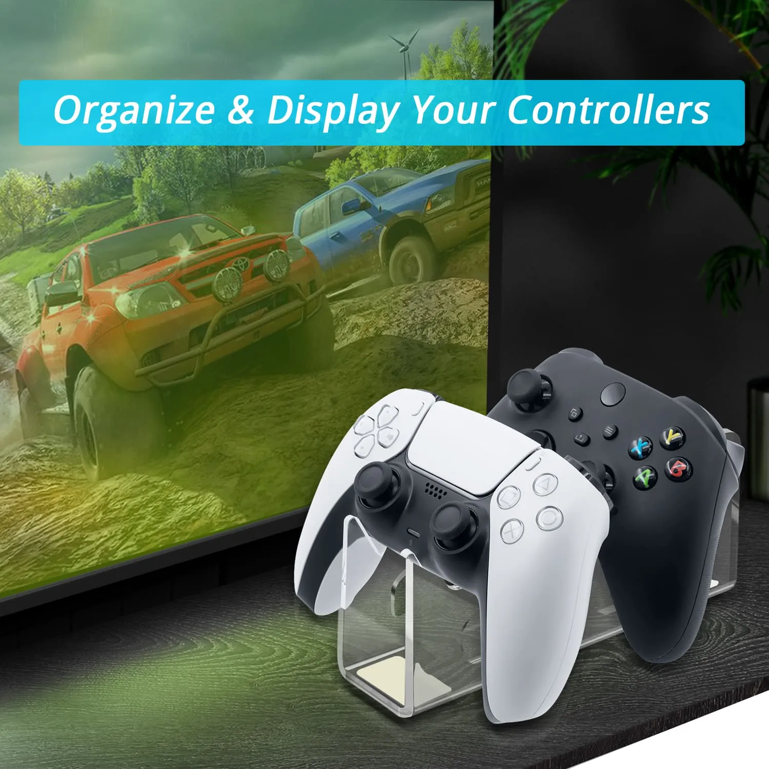 Game Controller Display Stand for PS3/PS4/PS5/Nintendo Switch Pro/Xbox Series X|S Controller - Transparent (HBX-433)