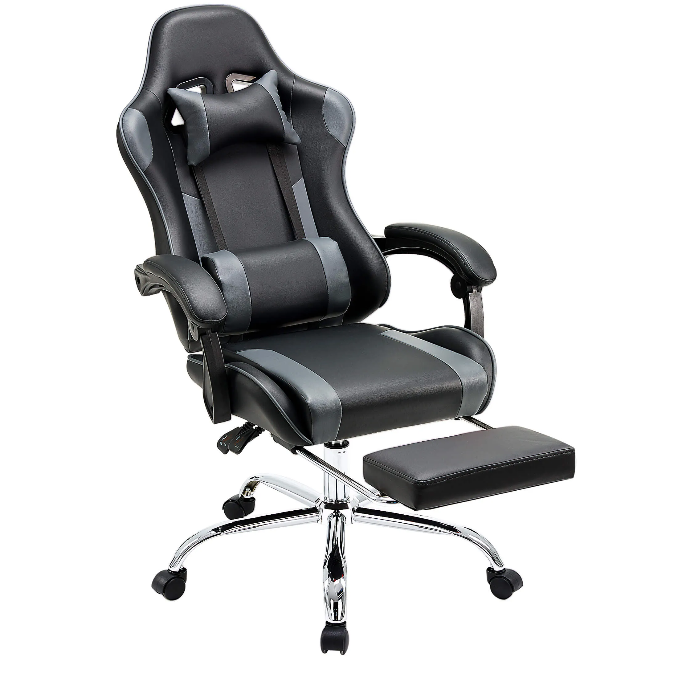 Gaming Chair Ergonomic Office Chair With Foot Rest, Big And Tall Executive Desk Chair With Lumbar Support, Padded Arms, Computer Chair For Home Office, Bedroom