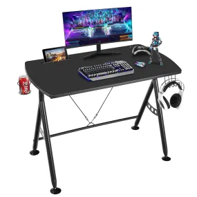 Gaming Desk, Ergonomic Home Office Computer Desk with Cup Holder & Headphone Hook