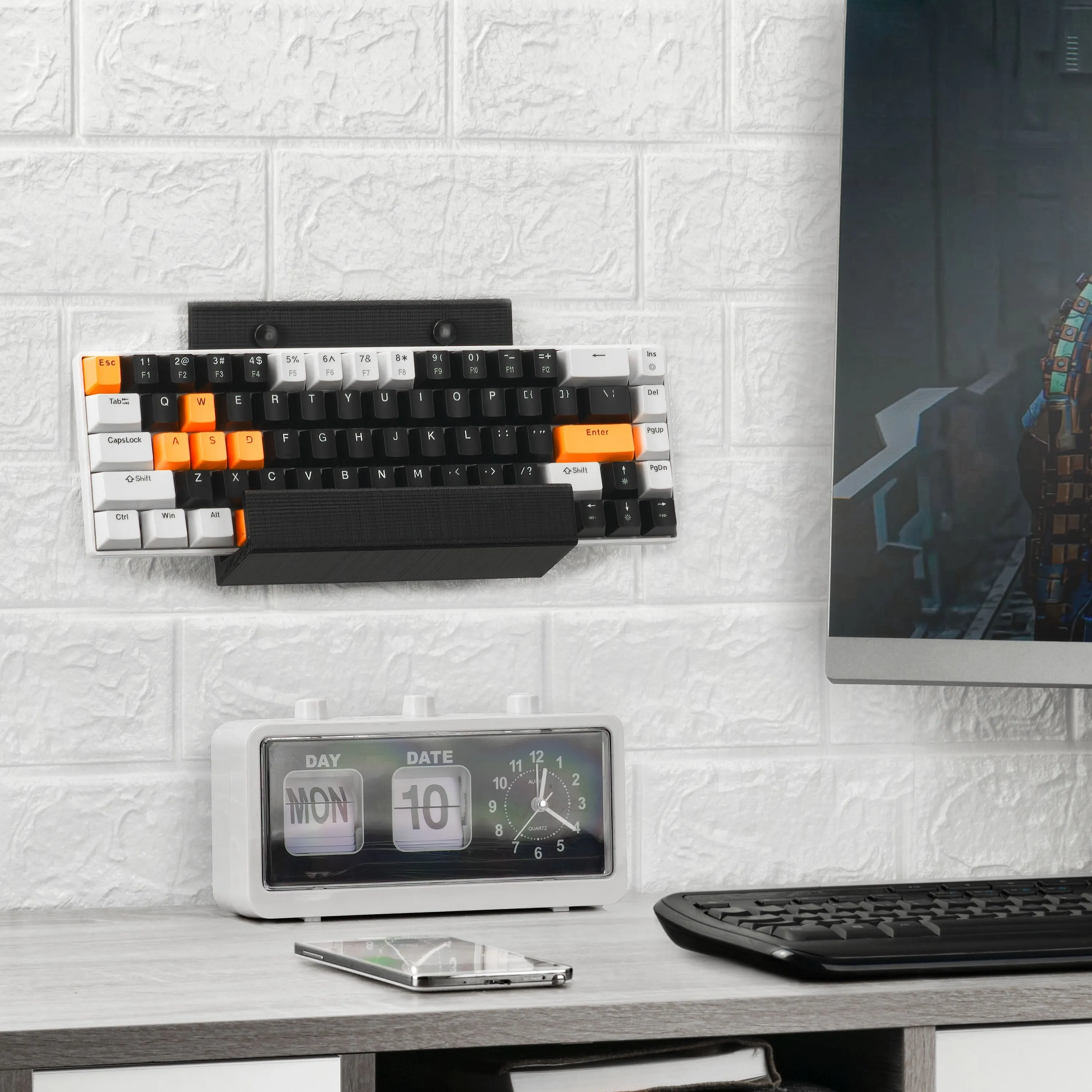 Gaming Keyboard Stand for Wall Mounting - Adhesive or Screw Mount Installation - Stylish and Space Saving Solution for Gamers, Home & Office (KBW01)