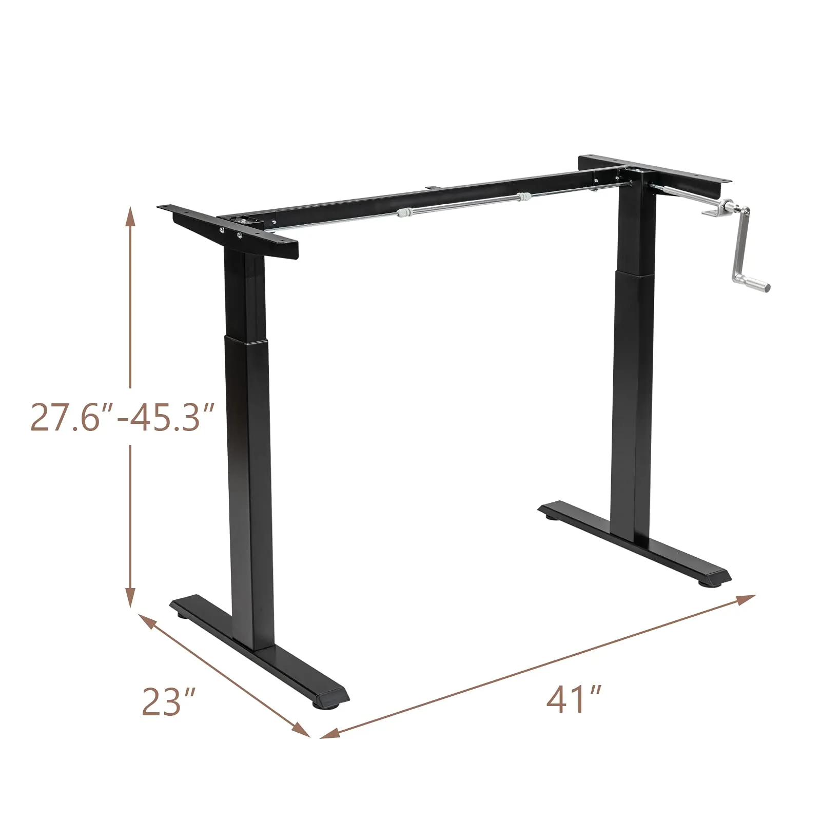 Hand Crank Stand Up Desk Frame, Manual Height Adjustable Standing Workstation with Foldable Crank Handle