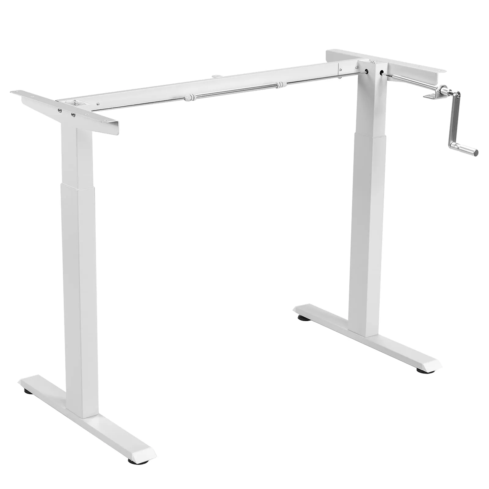 Hand Crank Stand Up Desk Frame, Manual Height Adjustable Standing Workstation with Foldable Crank Handle