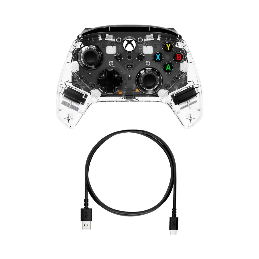 HyperX Clutch Gladiate Wired Gaming Controller with Dual Rumble Motors and Dual Trigger Locks - Clear (RGB) / Black