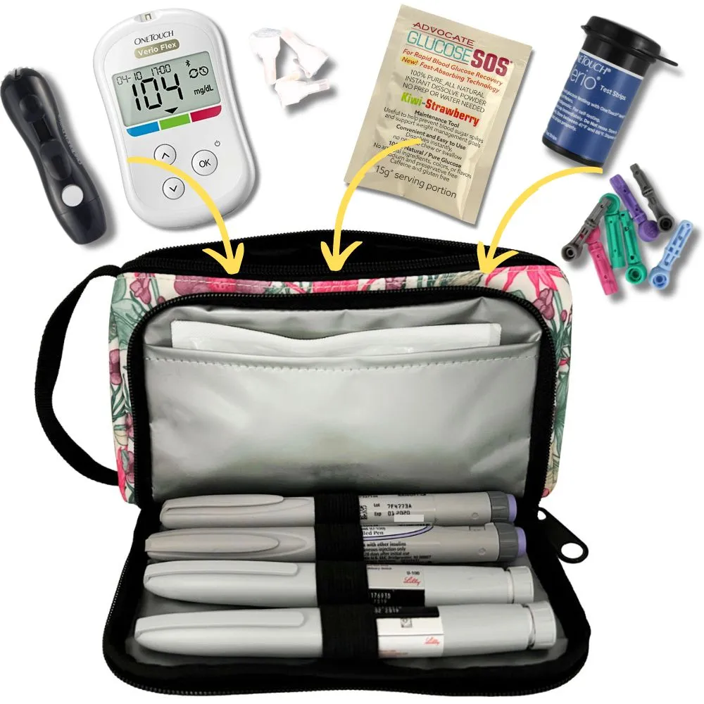 Insulated Diabetes Insulin Supply Case- Spring Flower