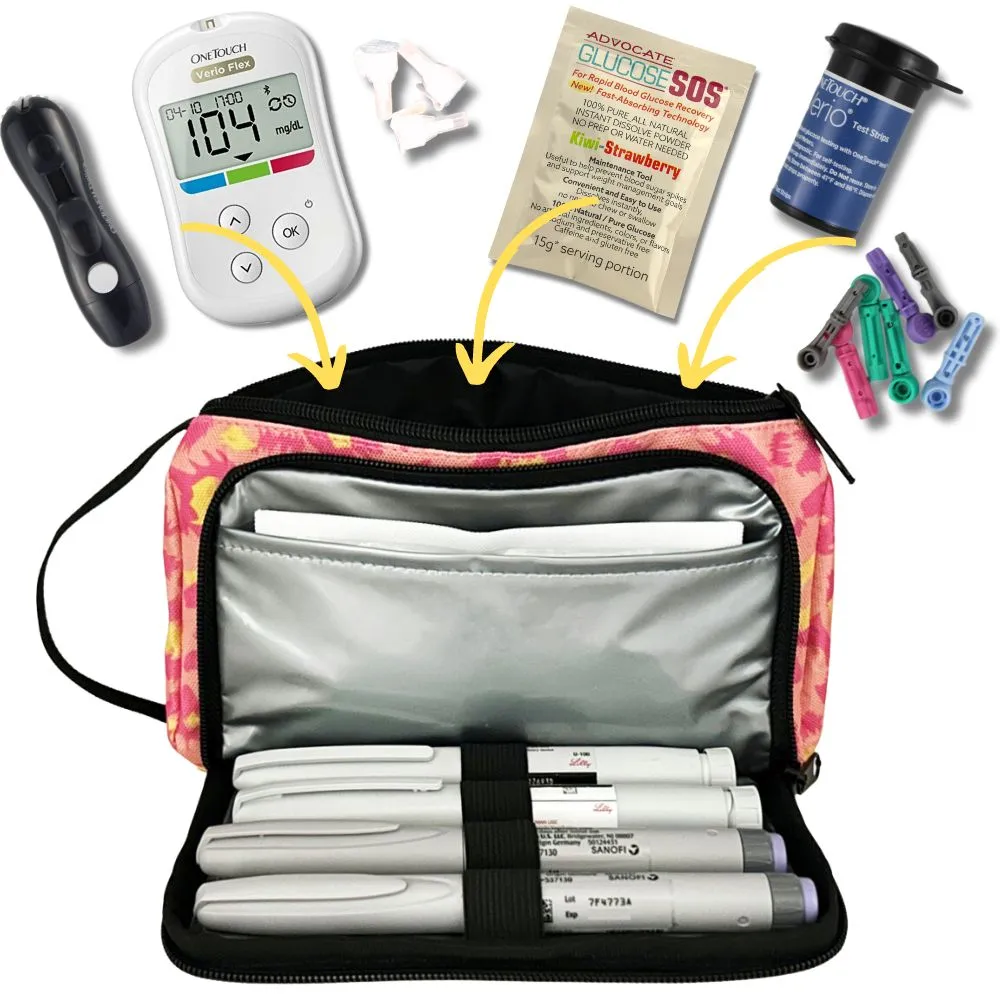 Insulated Diabetes Insulin Supply Case- Wild Pink