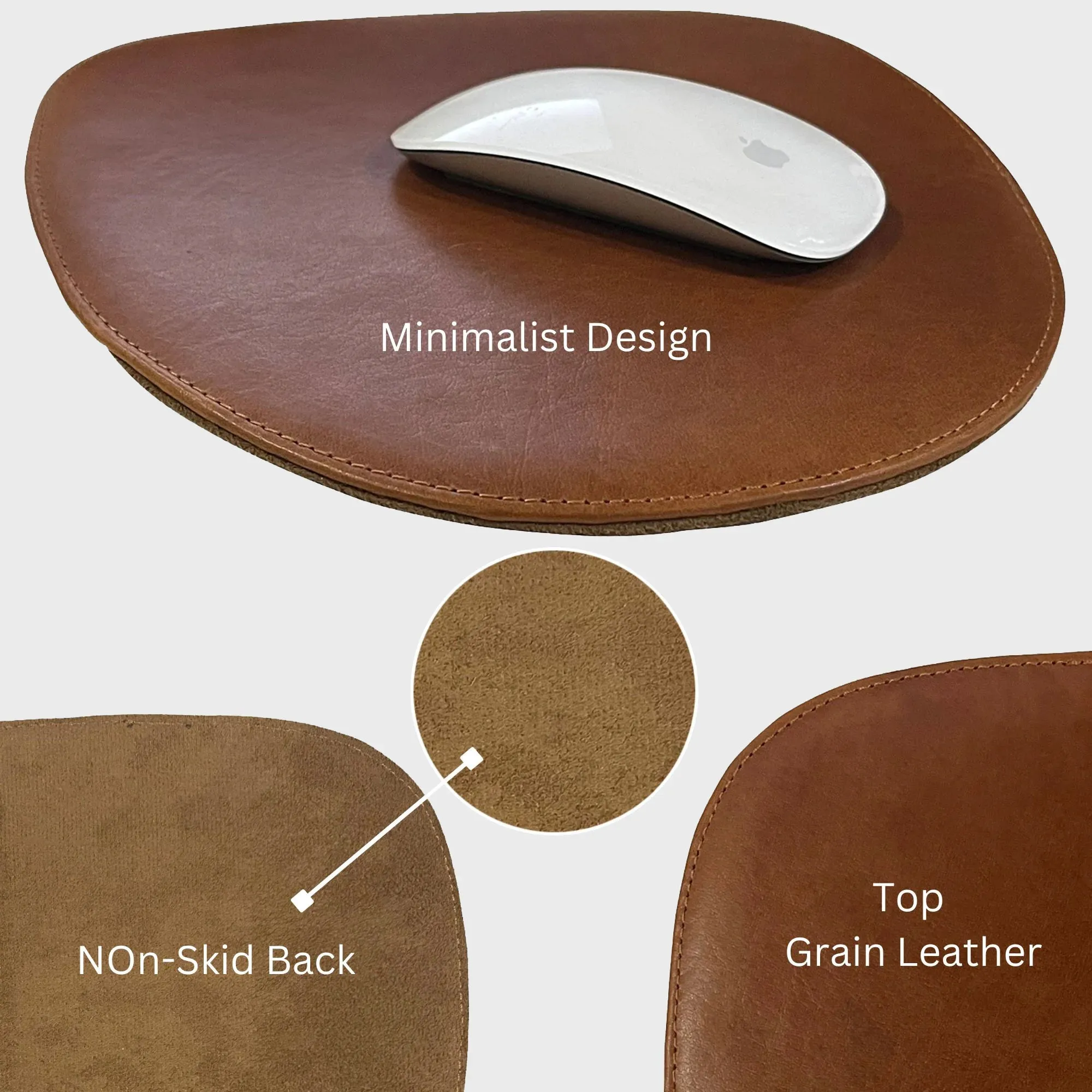 Leather Mouse Pad - Desk Pad for Computers, Laptop, Office & Home