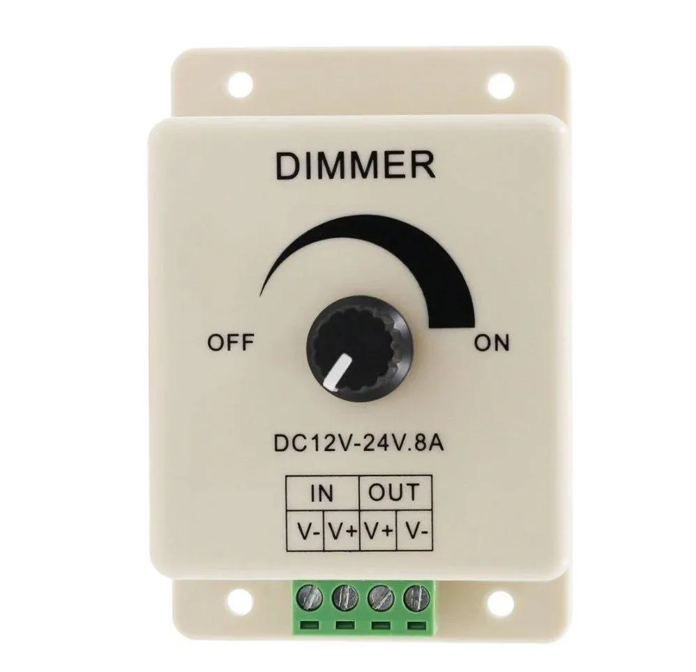 LED Strip & Neon Flex Dimmer Switch DC 12V 24V 8A Adjustable Brightness Single Colour