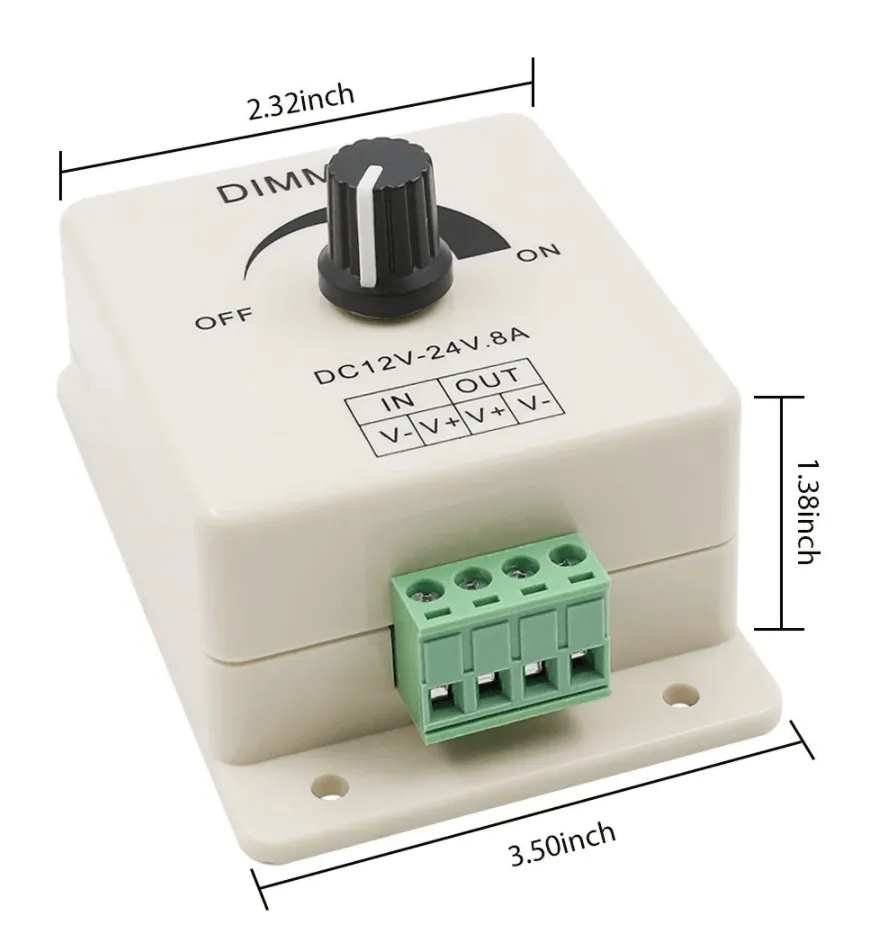 LED Strip & Neon Flex Dimmer Switch DC 12V 24V 8A Adjustable Brightness Single Colour