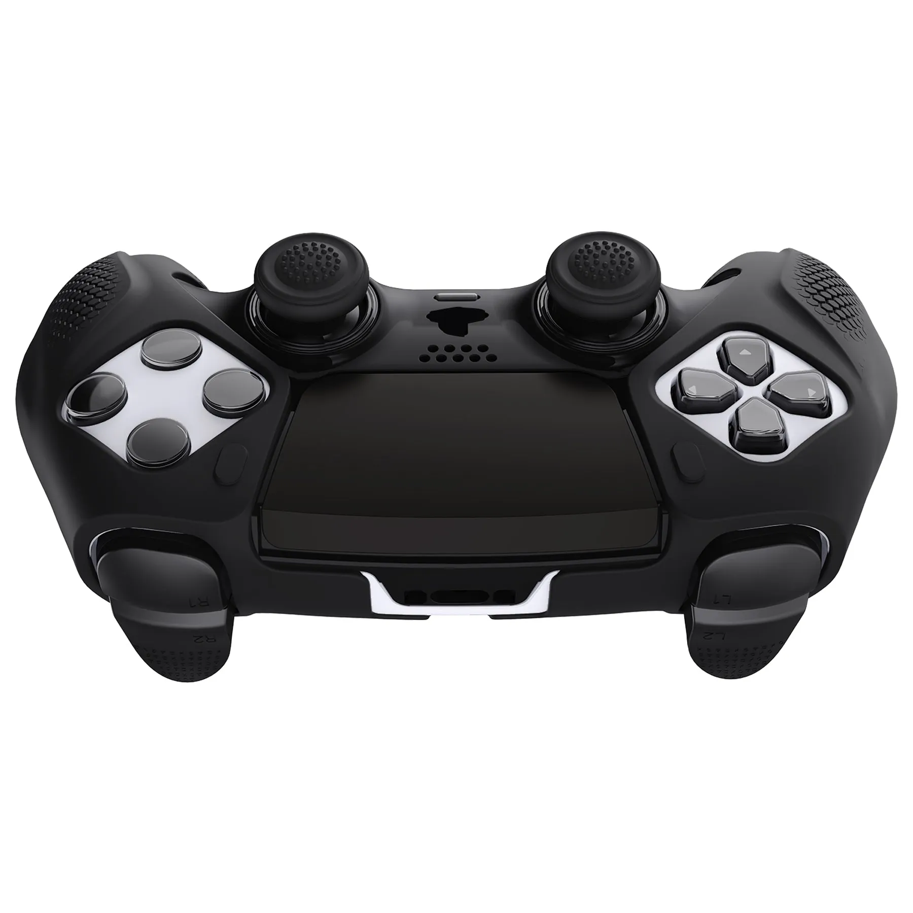 PlayVital Ninja Edition Anti-Slip Half-Covered Silicone Cover Skin for ps5 Edge Controller, Ergonomic Protector Soft Rubber Case for ps5 Edge Wireless Controller with Thumb Grip Caps - Black - EYPFP001