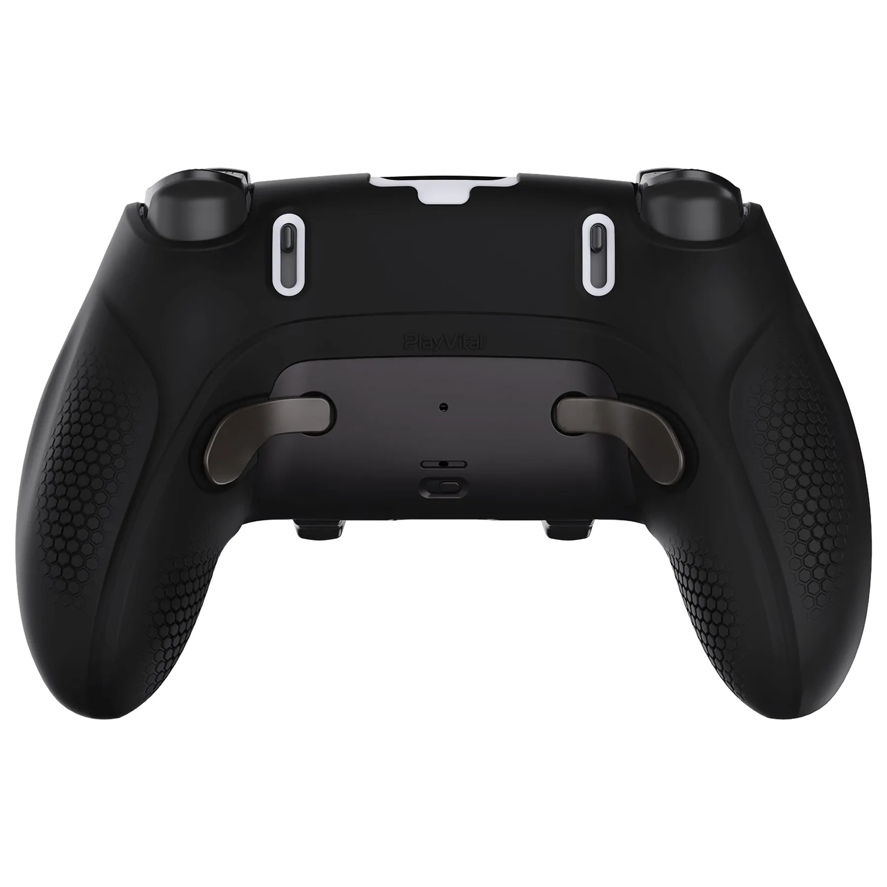 PlayVital Ninja Edition Anti-Slip Half-Covered Silicone Cover Skin for ps5 Edge Controller, Ergonomic Protector Soft Rubber Case for ps5 Edge Wireless Controller with Thumb Grip Caps - Black - EYPFP001