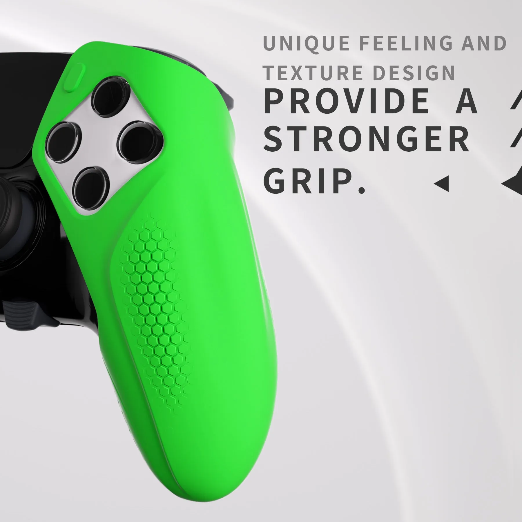 PlayVital Ninja Edition Anti-Slip Half-Covered Silicone Cover Skin for ps5 Edge Controller, Ergonomic Protector Soft Rubber Case for ps5 Edge Wireless Controller with Thumb Grip Caps - Green - EYPFP009