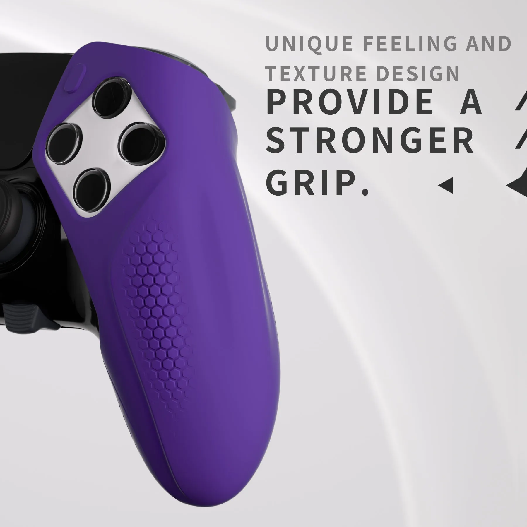 PlayVital Ninja Edition Anti-Slip Half-Covered Silicone Cover Skin for ps5 Edge Controller, Ergonomic Protector Soft Rubber Case for ps5 Edge Wireless Controller with Thumb Grip Caps - Purple - EYPFP007