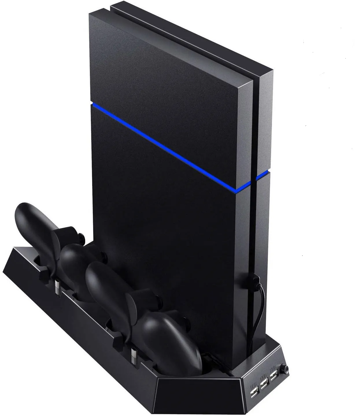 PS4 PlayStation 4 Stand with Cooling Fans, Controllers Charging Station with Dual Charging Ports and USB Hub for Sony Dualshock 4 Controllers