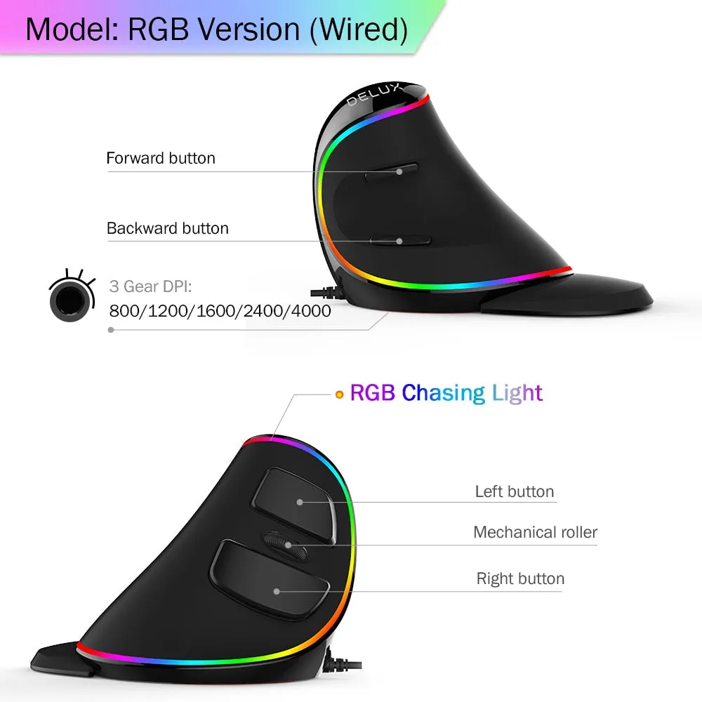 RGB Vertical Gaming Mouse