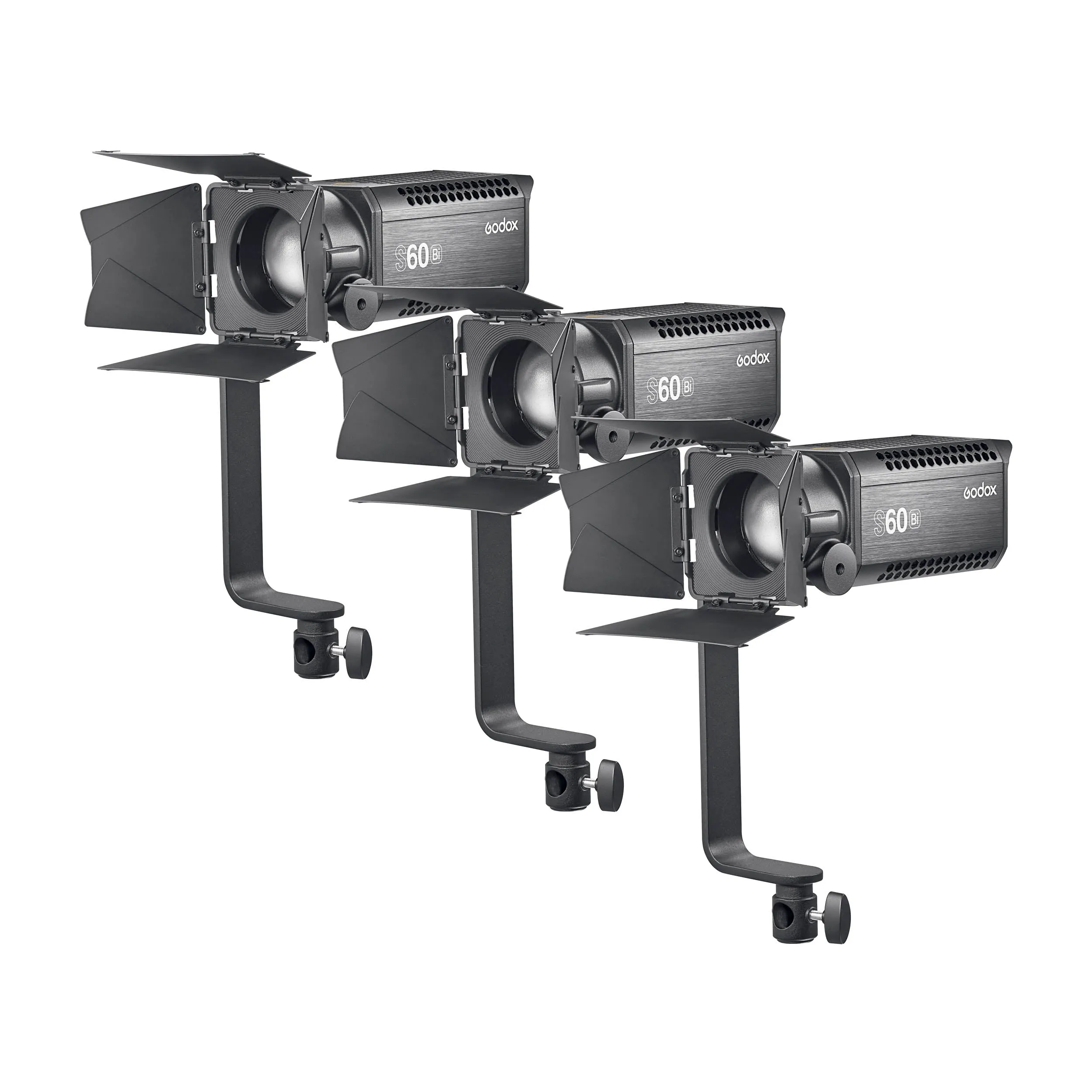 S60Bi K-3 Three-Head 60W Variable-Colour Focusable Dimmable LED Video Light Kit