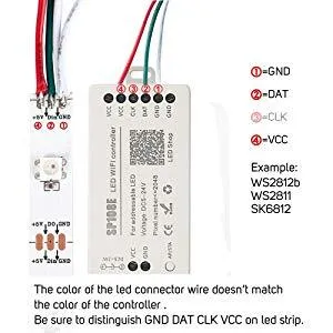 SP108E WiFi Controller DC 5V-24V for SK6812 SK6812-RGBW WS2812 WS2813 WS2811 AL2815 Digital Pixel Strip Light &  Neon Flex