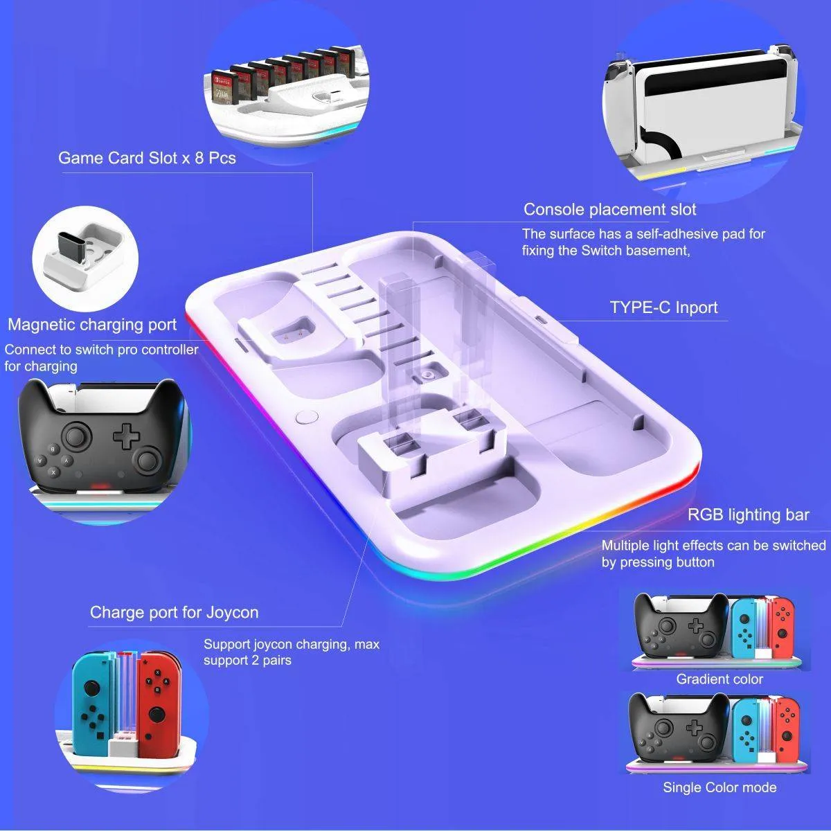 Switch Charging Dock Station with RGB Light DZ601