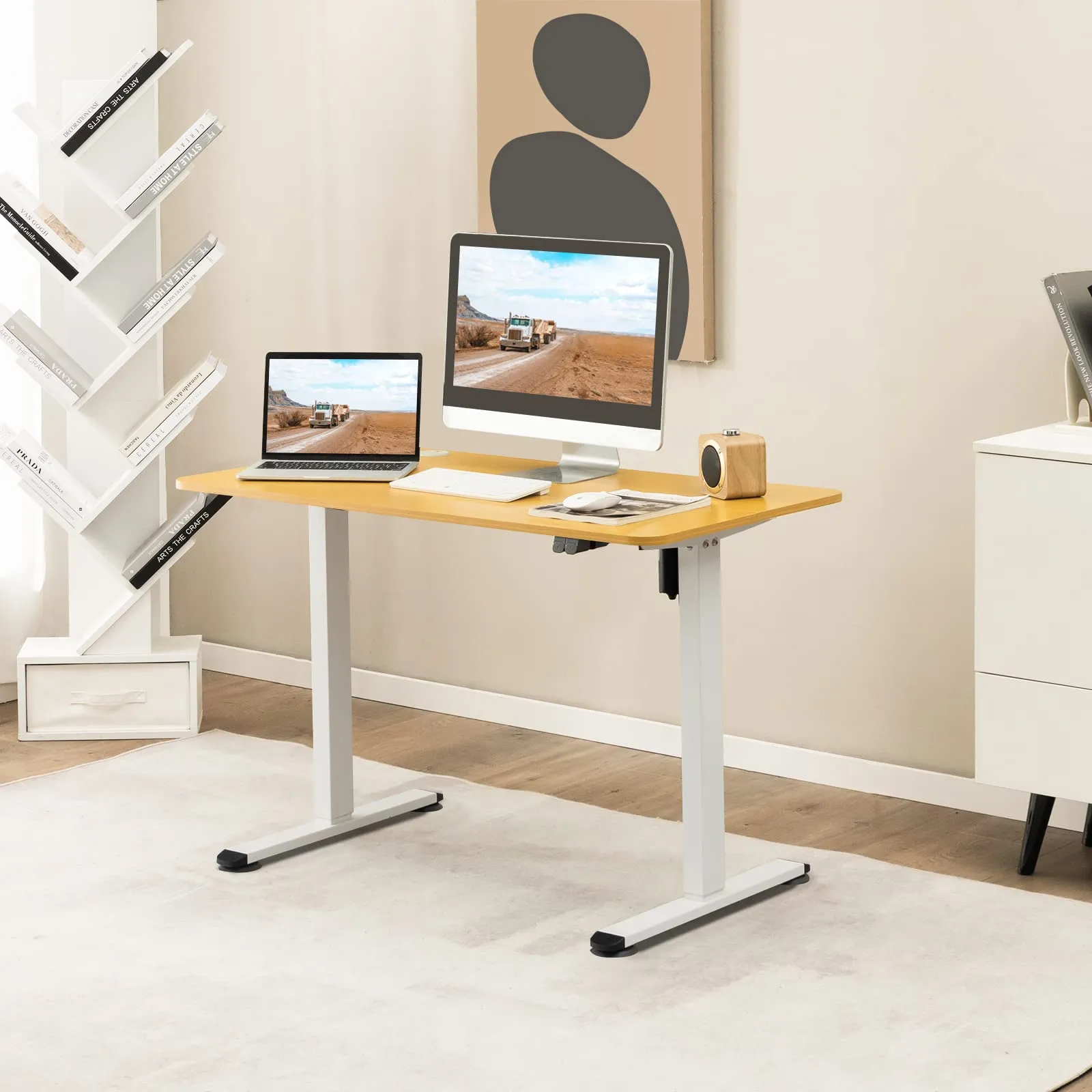 Tangkula Electric Standing Desk, Ergonomic Height Adjustable Sit Stand Desk