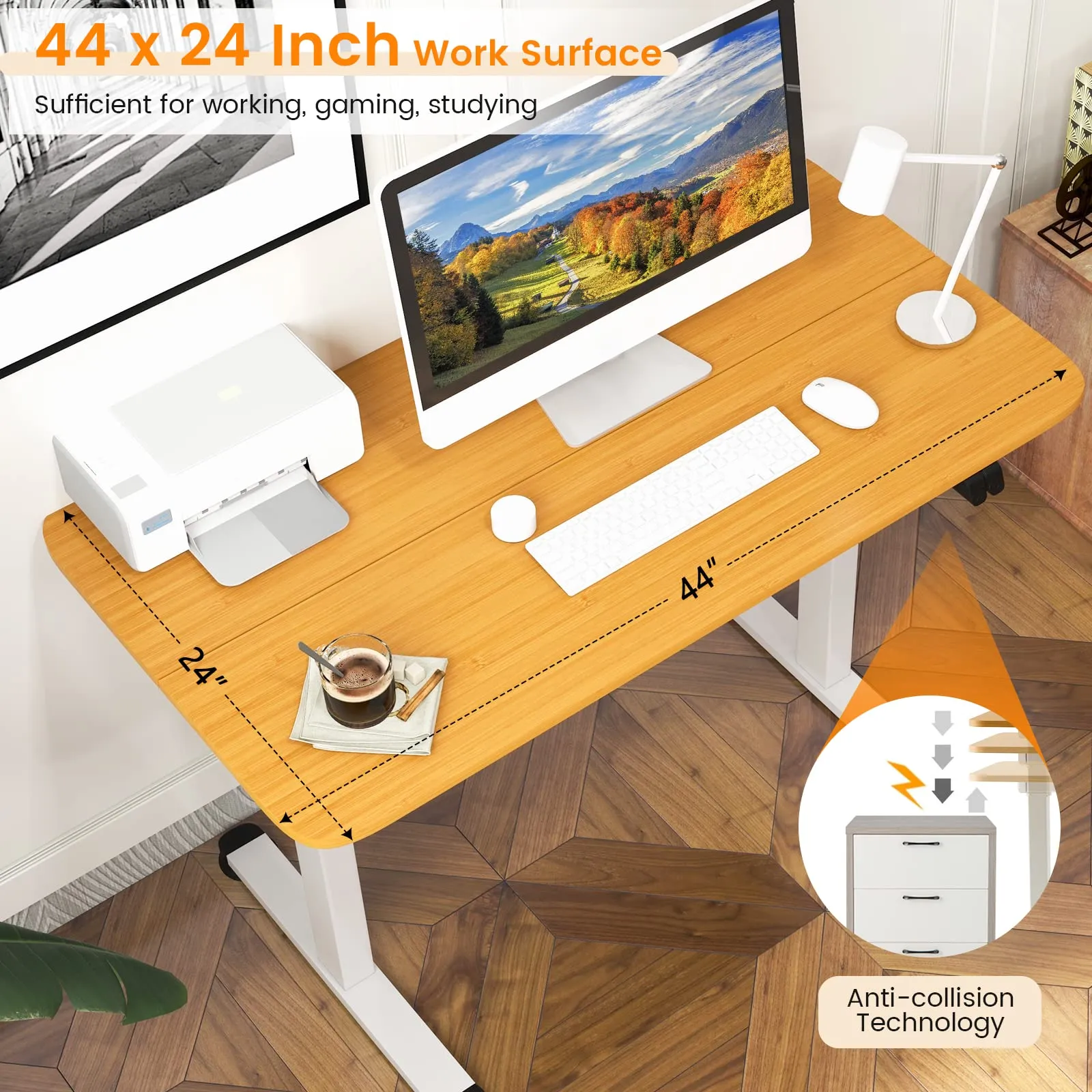 Tangkula Electric Standing Desk, Ergonomic Height Adjustable Sit Stand Desk