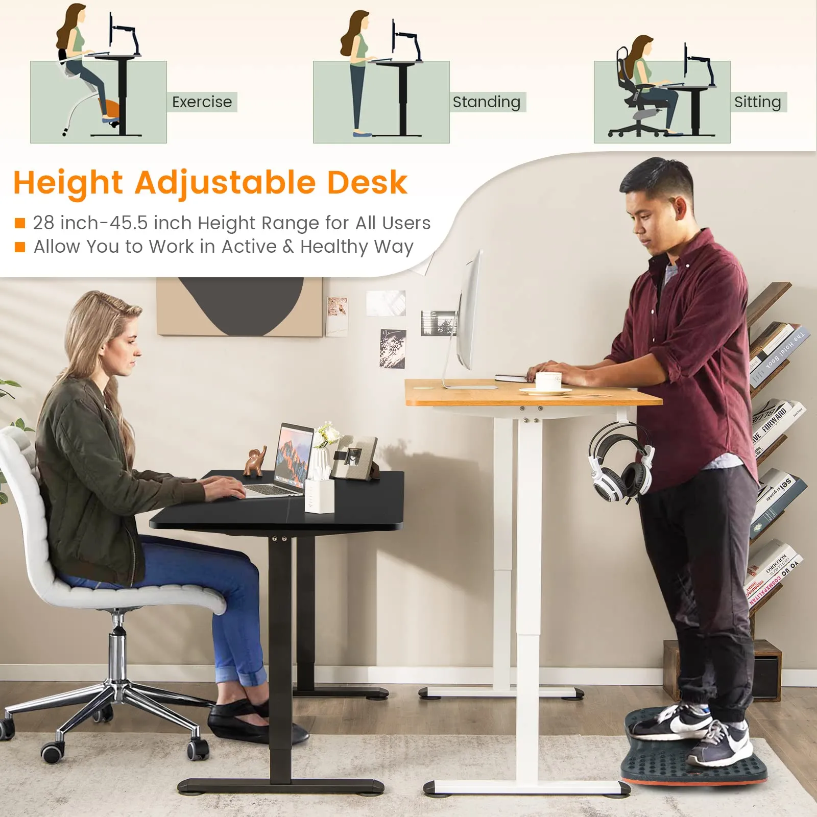 Tangkula Electric Standing Desk, Ergonomic Height Adjustable Sit Stand Desk